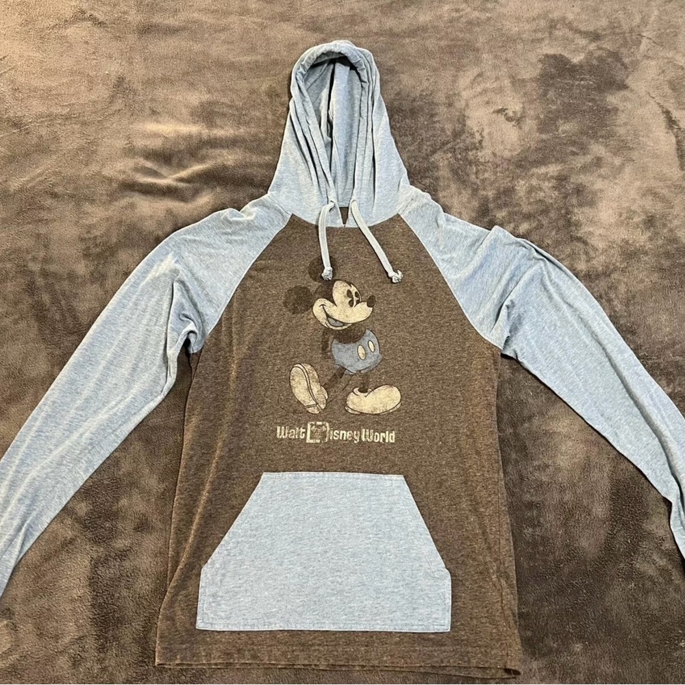 Disney Parks Walt Disney World Pullover Lightweight Hoodie - Small (Grey/Blue)